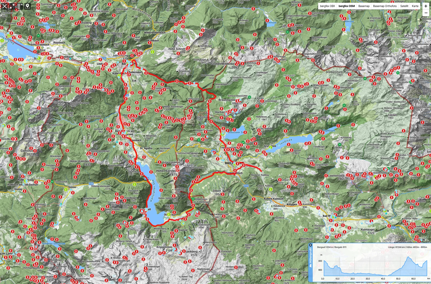 Kartenansicht Koppental – Bad Ischl – Rettenbach – Blaa Alm